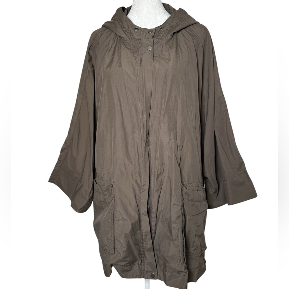 Eileen Fisher Oversized Dolman Sleeve Hooded‎ Rain Jacket/Windbreaker